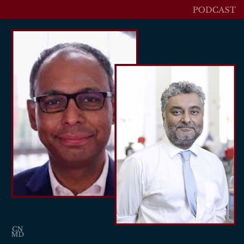 Rakesh & Sanjay Popat headshots for a podcast episode on Surrogate Endpoints in Solid and Liquid Tumors