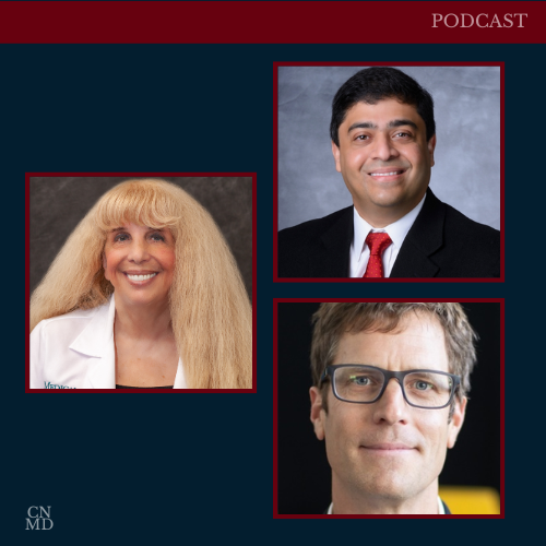 Headshots of Drs. Ray Kurzrock, Vivek Subbiah, and Christopher Booth for a Podcast Episode